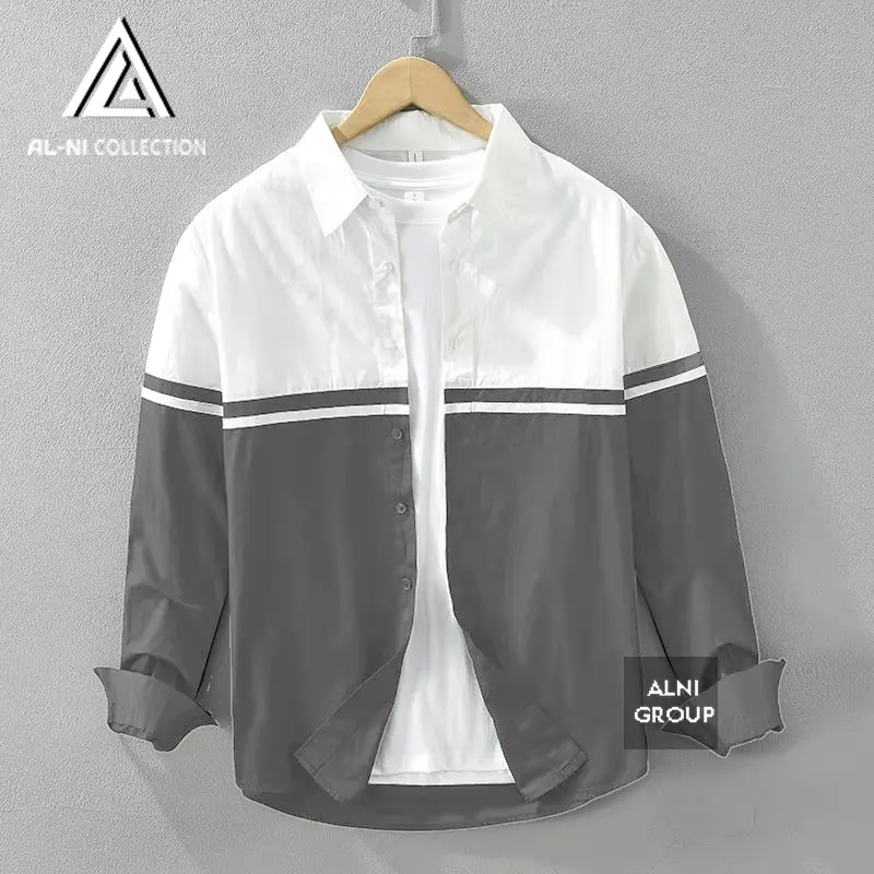 Alni Collection - Atasan Pria Lengan Panjang Kemeja Kekinian Elegant