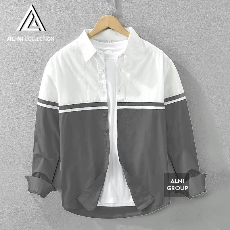 Alni Collection - Atasan Pria Lengan Panjang Kemeja Kekinian Elegant 0