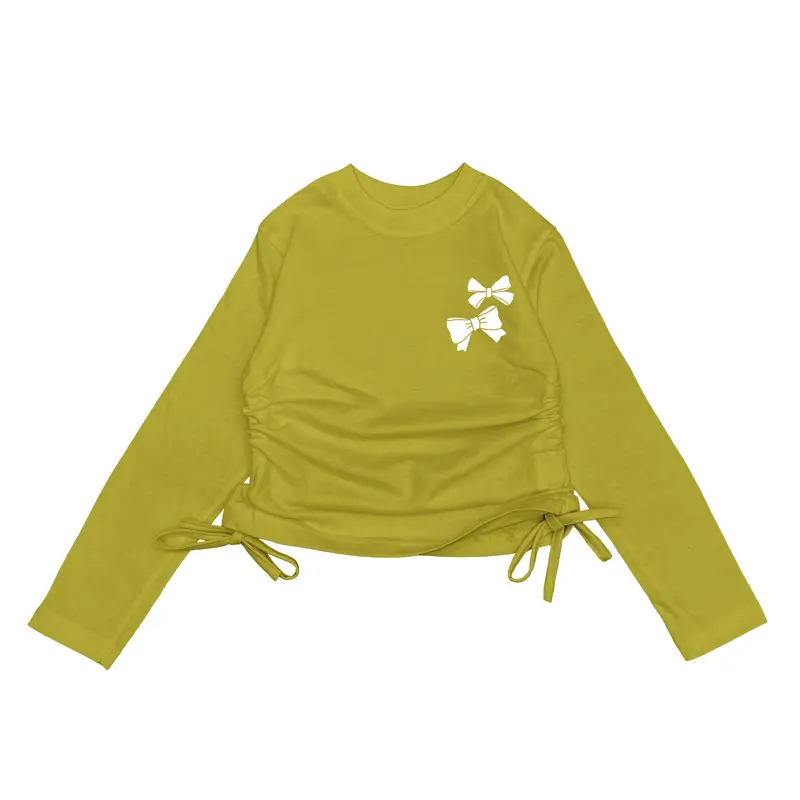 Baju Kaos Crop Serut Anak MECUKIDS Motif PITA 2 Coquette Lengan Tangan Panjang Usia 4 5 6 7 8 9 10 Tahun 6