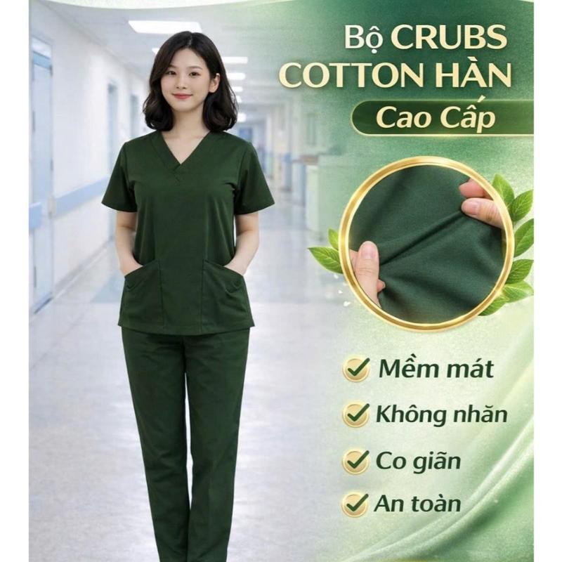 Bộ Scrubs Bác sĩ Cao cấp, đồng phục Spa, Phòng khám, quần áo cổ tim dược sĩ,…