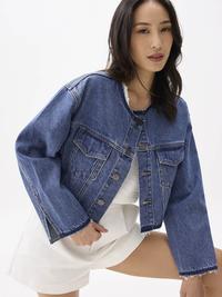 Gambar Love, Bonito - Jaket Wanita - Cropped Fray Denim Jacket - Medium Denim Washed, L dari Love, Bonito ID Kab. Bekasi 2 Tokopedia