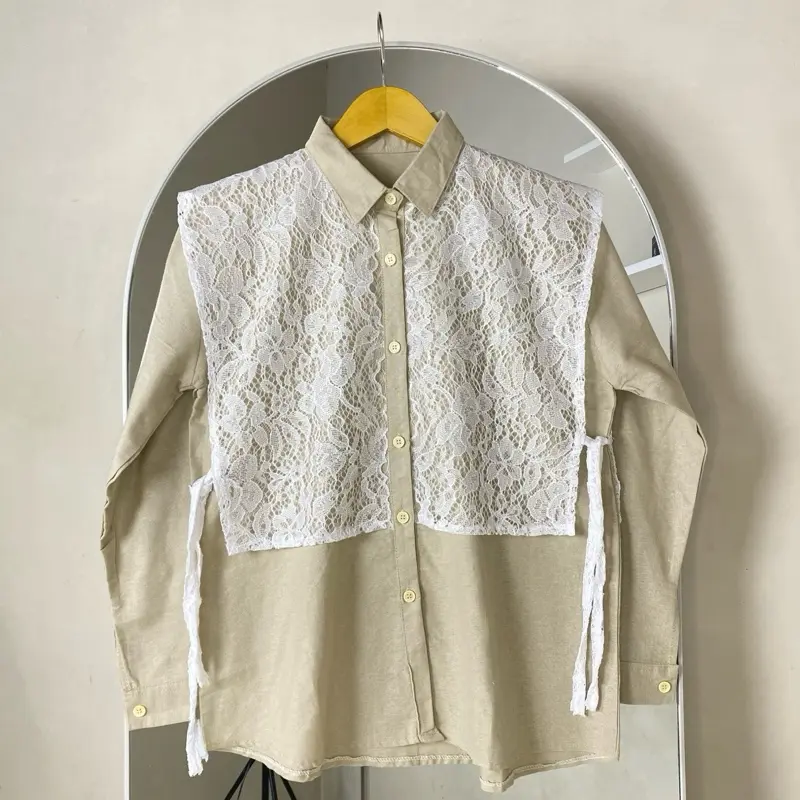 Yura shirt top - Kemeja linen mix katun brukat 2