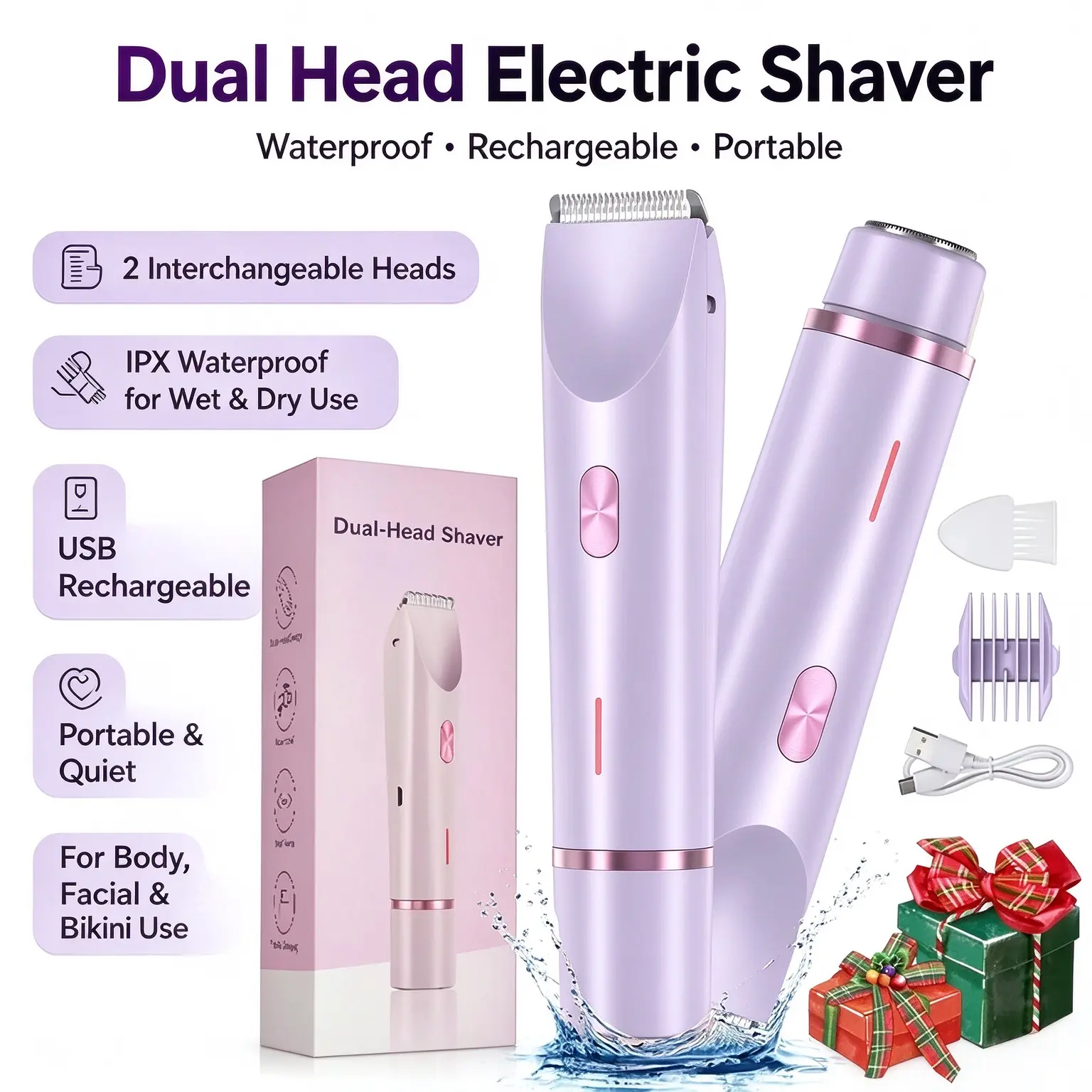 Double Head Shaver Women's Hair Removal Device Hair Trimmer Hair Clipper Electric Private Part Hair Removal Device