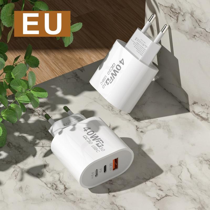 Bộ sạc USB C, Bộ sạc PD 40W, Sạc nhanh, Bộ sạc loại C, Sạc nhanh 3.0, Bộ Chuyển Đổi bộ sạc điện thoại, Tương thích với iPhone, Xiaomi, Samsung, Huawei, Oppo, Điện thoại Vivo Phụ Kiện 5