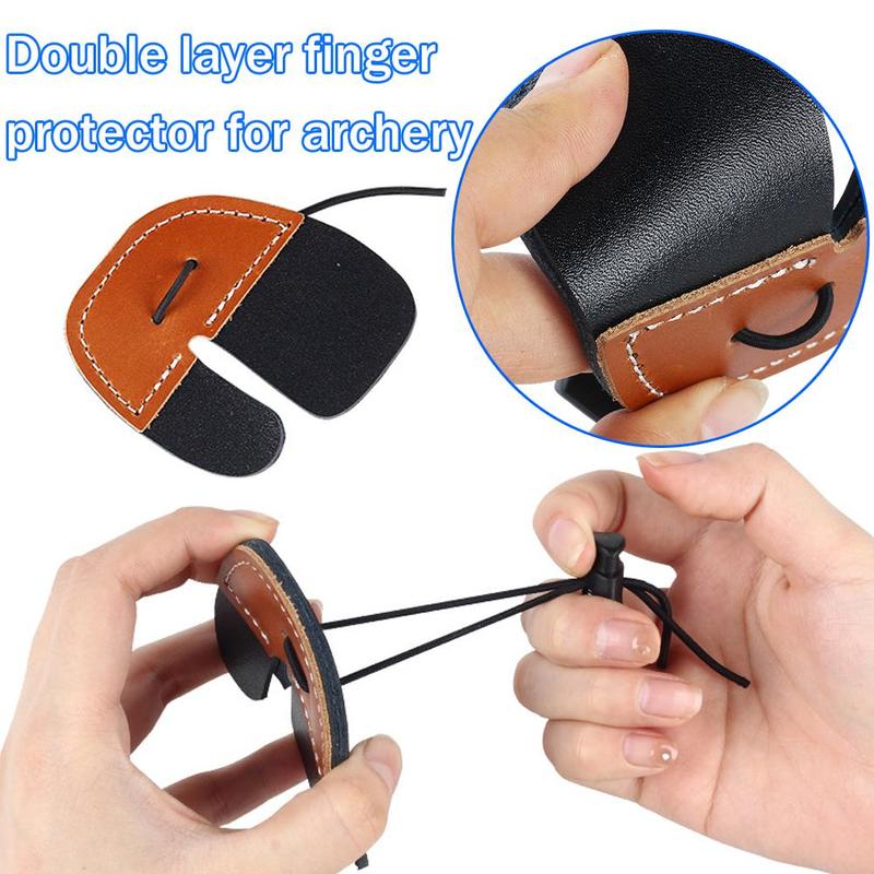Product Introduction of Double-deck Leather Archery Finger Guard Protection Glove Tab Protector Shooting Pad Bow E0L0 27