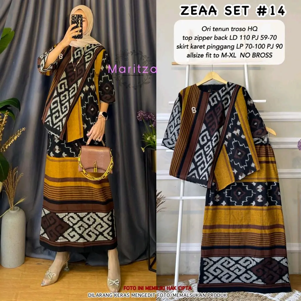 TERBARU ZEAA SET (SETELAN ROK+BLOUSE BATIK) BAHAN ORI TENUN TROSO HIGH QUALITY Muslim Wanita
