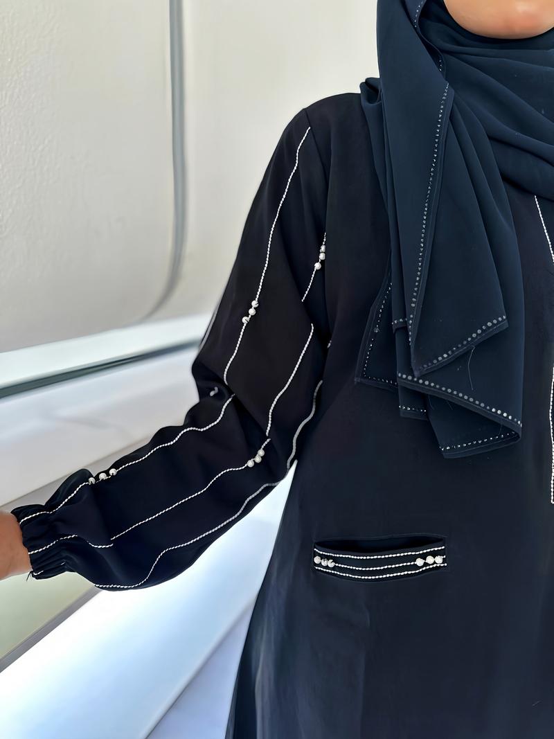 Product Introduction of Abaya Gamis Remaja Simple Dress Hitam Mutiara Adya Mom and Kids Muslim Wanita Dewasa Bordir Mewah Arab Renda Turki Syari Kombinasi Putih 2