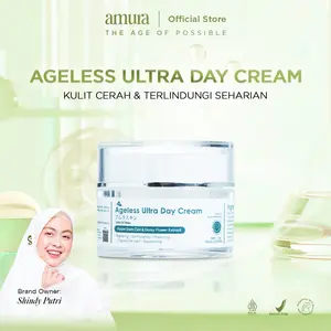 Amura Ageless Ultra Day Cream 10g | Melindungi Dari Sinar UV Memudarkan Noda Hitam Anti Aging Pelembab Muka Mencerahkan Wajah with Niacinamide Extract Kusam