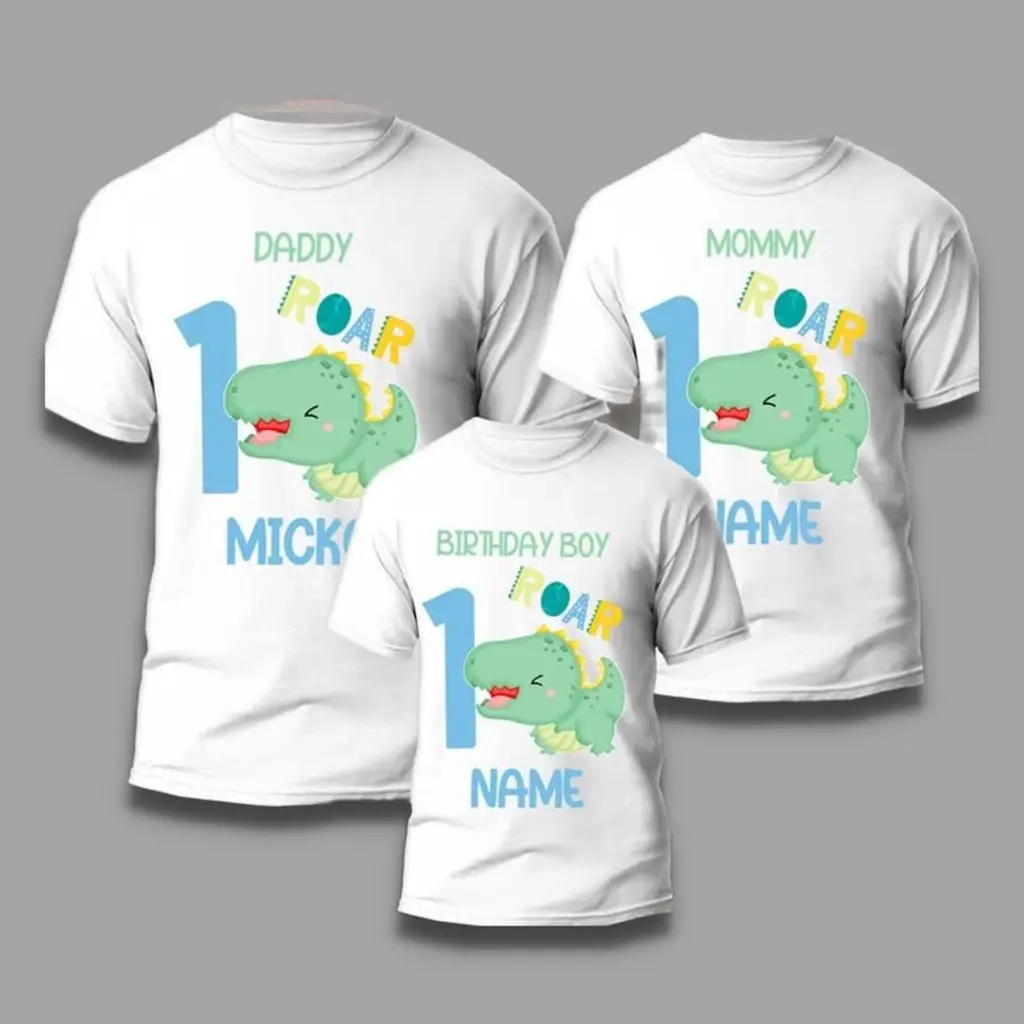 Kaos Couple/Keluarga -BIRTHDAY DINO ROAR - T-Shirt S/M/L/XL/XXL BIG SIZE Jumbo