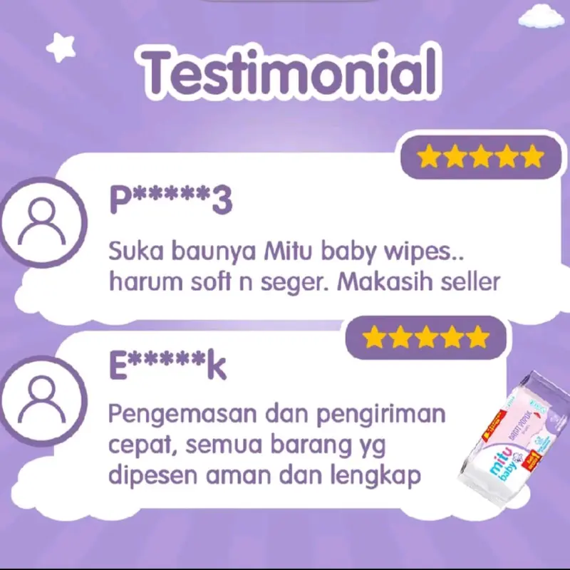 Paket Hemat 6 Pcs Mitu Baby Ganti Popok - Tisu Basah Bayi Varian Sweet Rose, Playful Fressia, Charming Lily Biru Pink 3