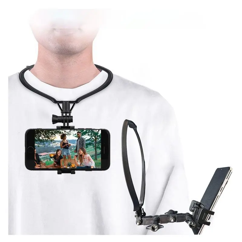 【Vlogger must have】Neck Hanging POV Recording Phone Holder with One Extension Parts, Adjustable 6 inch Bracket, Hands Free for Neck Head Chest Compatible with iphone 16, Samsung, Selfie Smartphone Cellphone, Gift for Men, Women, Fast Delivery