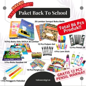 (PROMO) Paket Back To School 86pcs di gant gratis 12pcs krayon!!