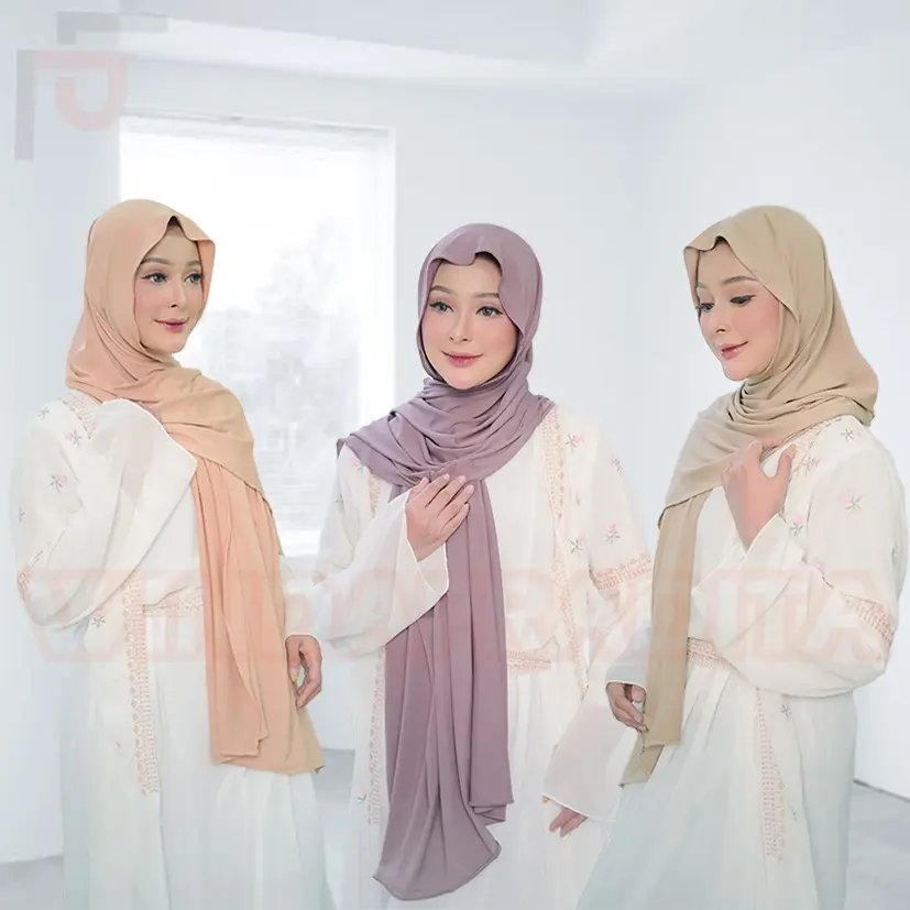Pashmina Jersey Panjang Jilbab Pasmina Kaos Muslim Kerudung Wanita Dewasa Warna Lengkap