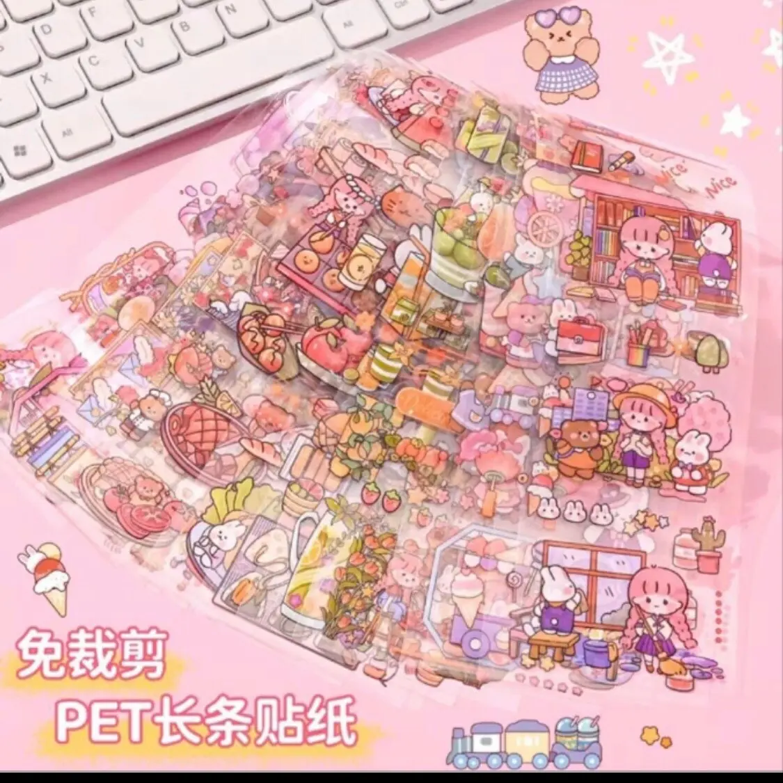 ￼sticker panjang motif karakter cantik / stiker momo dekor dairy jurnal sticker anak