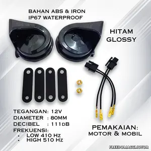 Klakson keong double Mocc 2way snail Horn 12v universal motor mobil waterproof 410hz 510hz