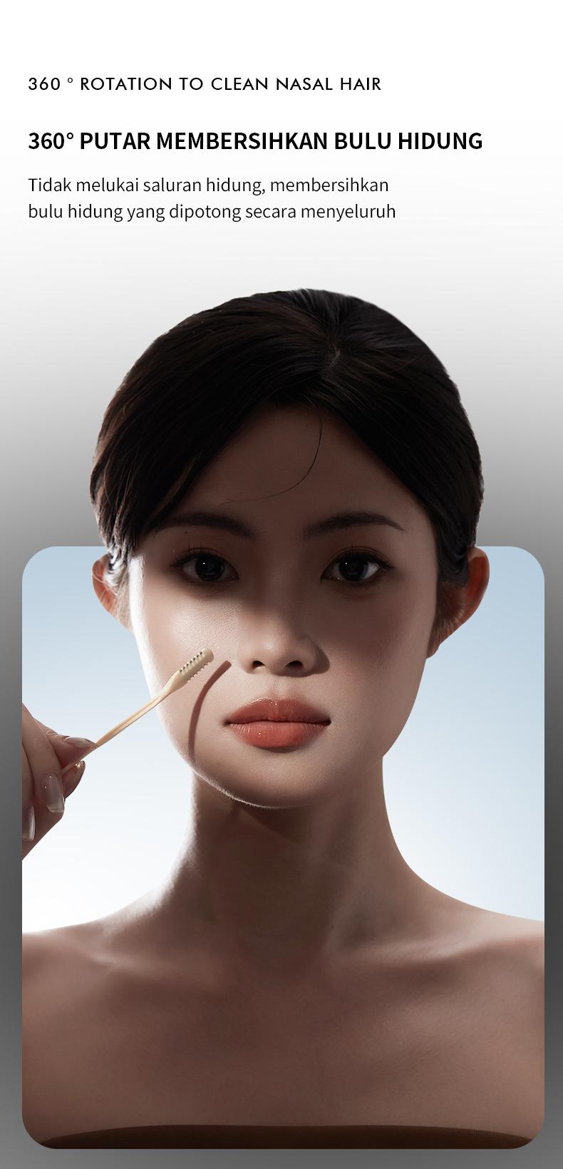 GECOMO Pemotong Bulu Hidung Manual Kepala Ganda 2-in-1, Mudah & Bersih, Putar Sekali Langsung Rapi