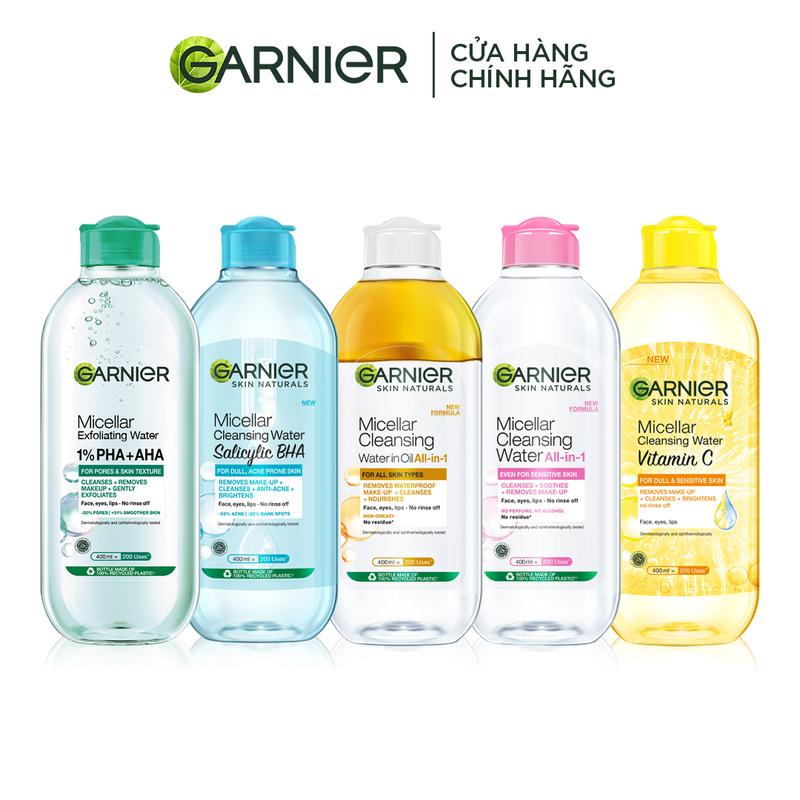 [KOL] Nước làm sạch và tẩy trang cho da khô & trang điểm lâu trôi Garnier Micellar Water Oil-Infused 400ml