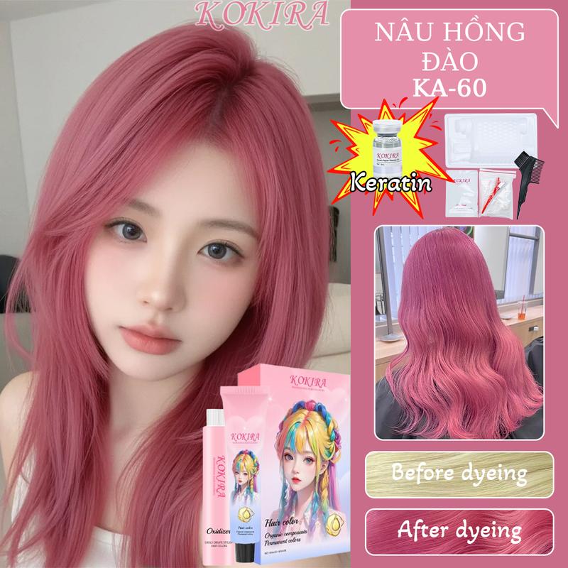  KOKIRA thuốc nhuộm tóc tai nha thuốc nhuộm tóc NÂU HỒNG ĐÀO-60 nhuộm tóc nâu hồng đào nhuỘm tóc nhuộm thuốcnhuộm oxy gà đen 