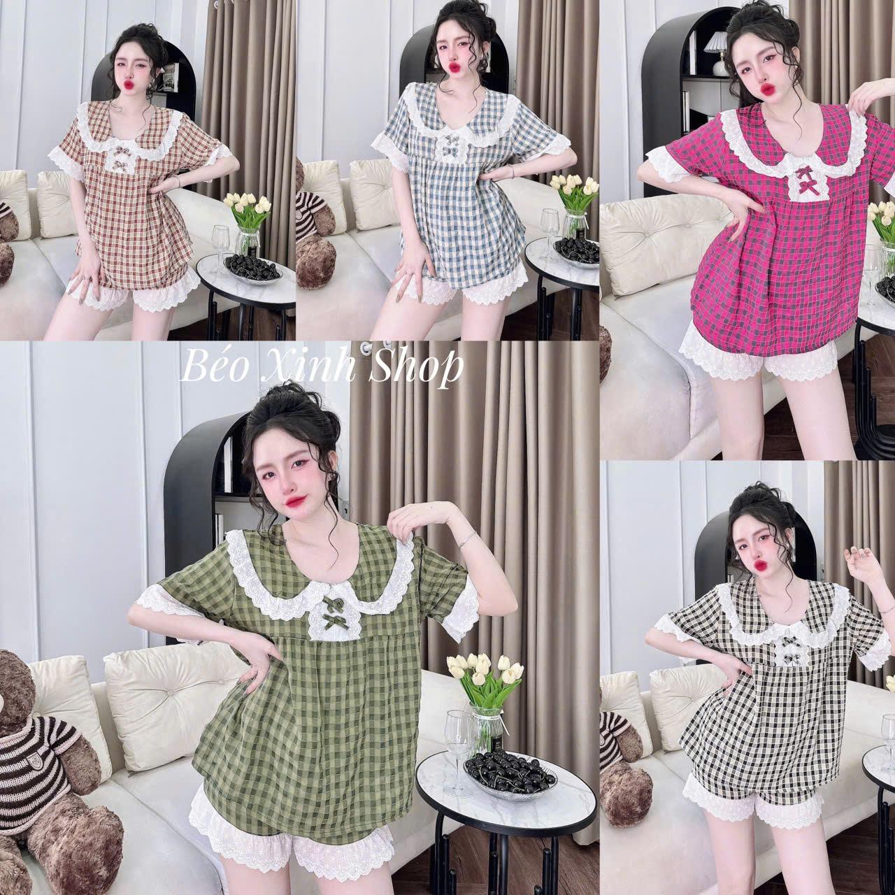 Đồ Bộ - Đồ Ngủ Quần Áo Đùi Pijama Bigsize 50-100kg Vải Đũi Xốp Mặc Cực Thích Nữ Nhung Lịch Women Quần Ngủ - A.5036