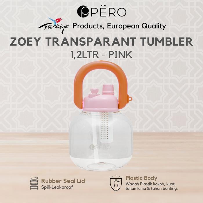 Gambar [EXC HCU] Zoey Transparant Plastic Bottle 1.2 Liter / Botol Minum Tumbler Plastik - PInk  dari Pero Indonesia Kab. Tangerang 5 Tokopedia