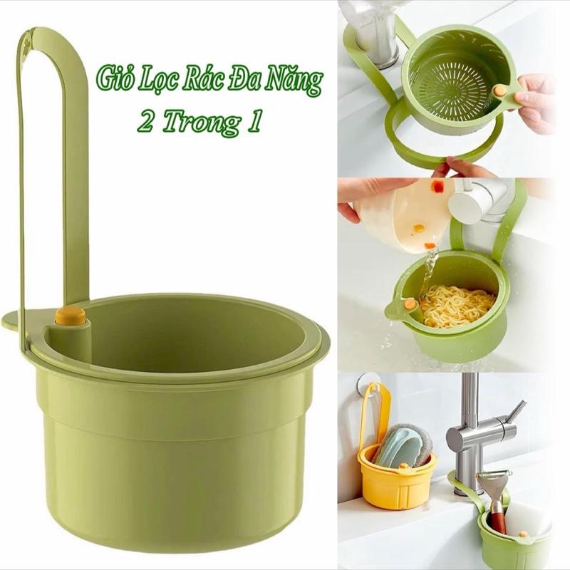 Giỏ Treo Bồn Rửa Chén Đa Năng Có Lỗ Thoát Nước Rổ Lọc Rác Tích Hợp Nút Nhấn Đổ Thức Ăn Thừa Tiện Lợi Tháo Rời Làm Sạch Và Dễ Dàng GIAO MÀU NGẪU NHIÊN