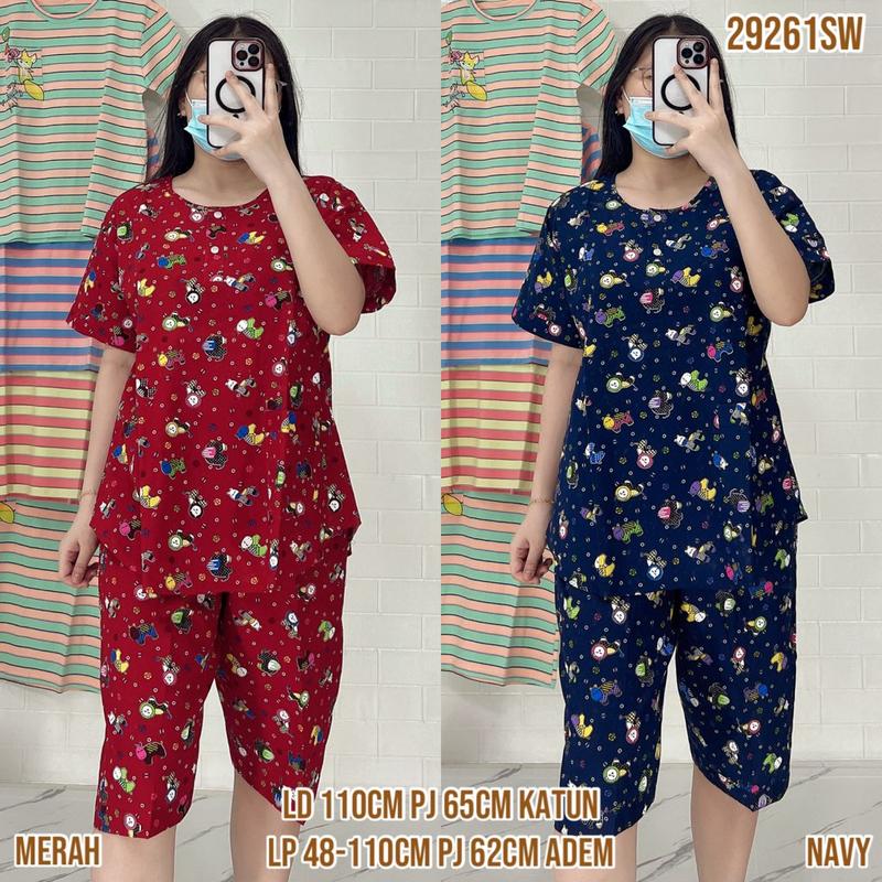 Baju Tidur Merlin BD Celana 3/4 Dewasa Setelan Katun Motif karakter  - Bahan Katun Premium 6
