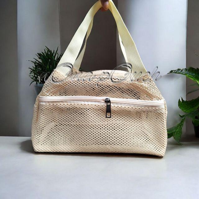 Tas Jinjing Wanita Serbaguna New 2025 Tas Trevel Pria Wanita Multifungsi Tas Penyimpanan Kosmetik Elegan Minimalis dengan Desain Net yang Stylish