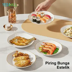 YESALL Piring Saji Mini 15,5cm Aesthetic Solid – Motif Bunga Elegan
