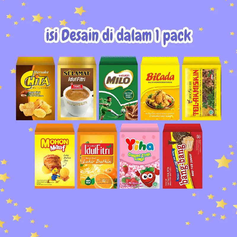 amplop lebaran unik tema makanan isi 50cs 1
