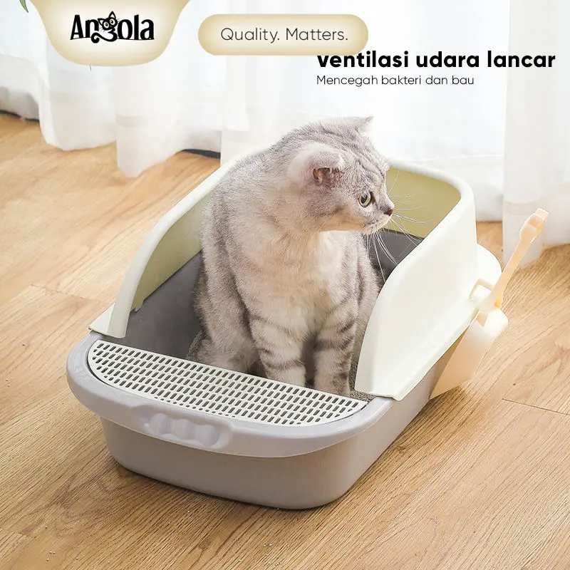 ANGOLA Cat Litter Box M06 Tempat Bak Pasir Kucing Tempat Pup Toilet Kucing 3