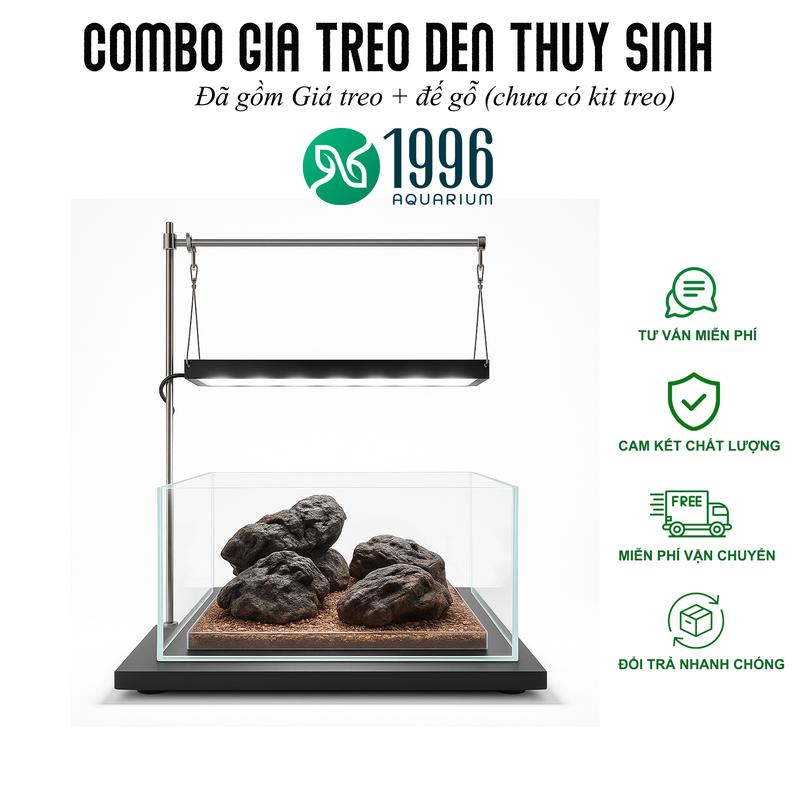Combo giá treo đèn và đế gỗ DIY cho hồ thủy sinh để bàn, nano tank, shallow tank, bán cạn