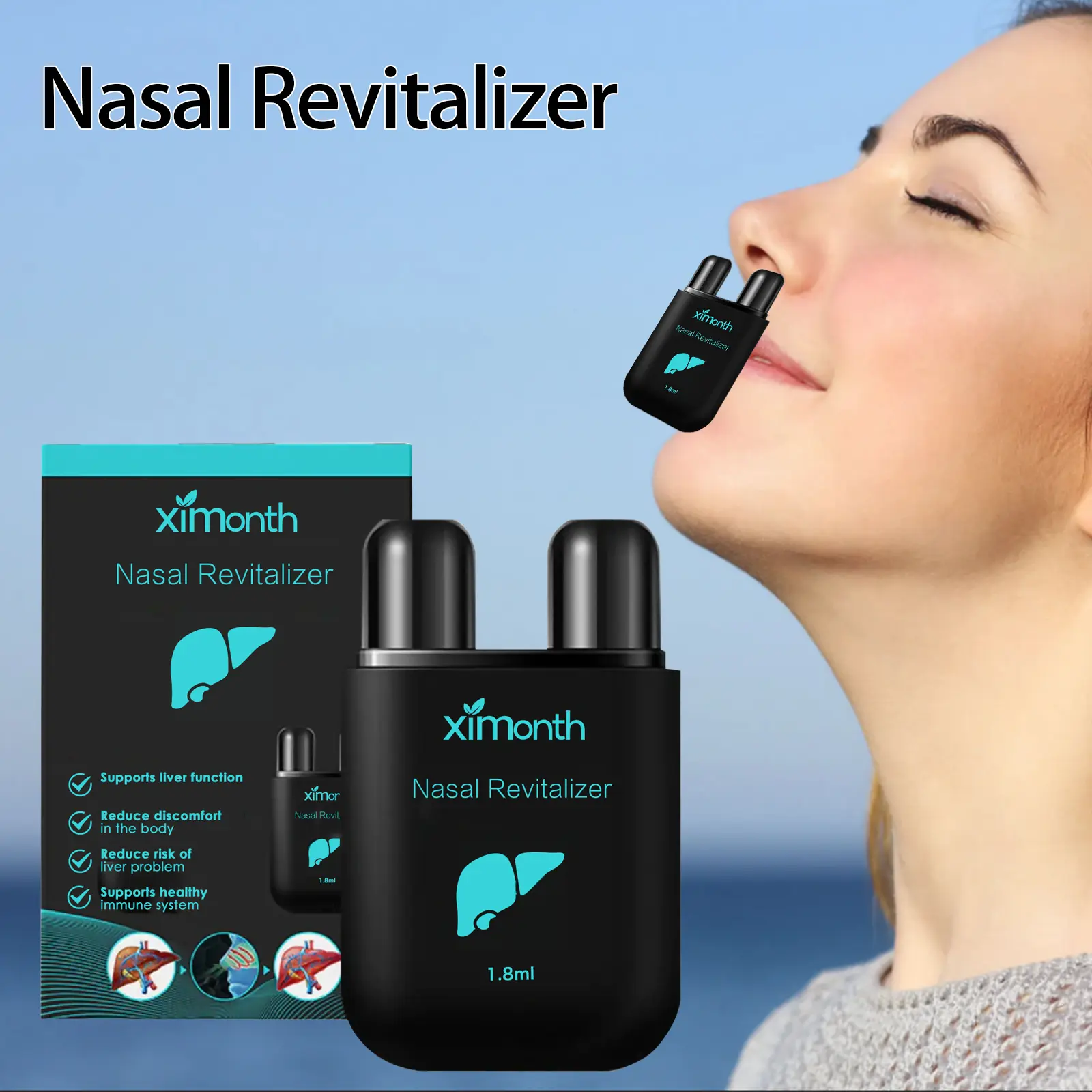 Pembersih hidung Ximonth melegakan hidung tersumbat, hidung gatal, ketidaknyamanan hidung, perawatan pembersihan hidung, inhaler hidung Cleaning