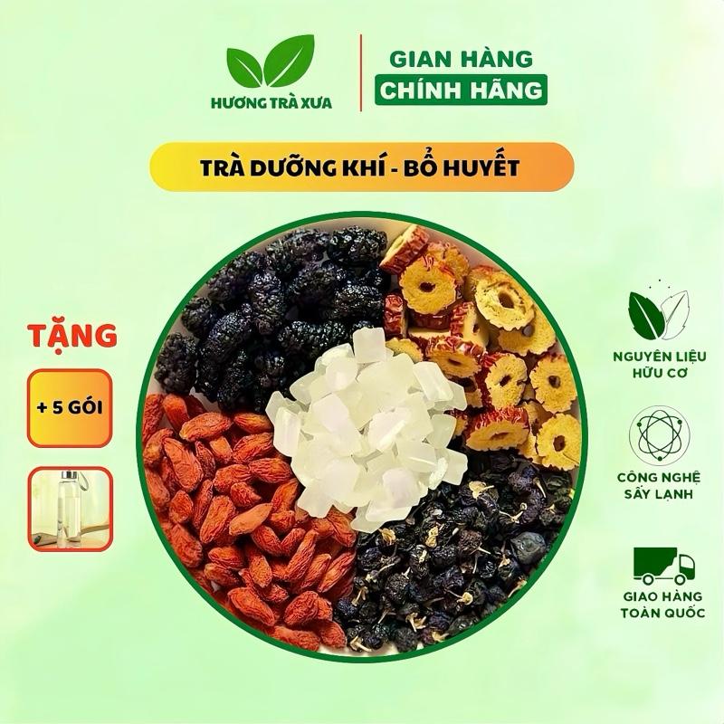 30 GÓI + TẶNG 5 GÓI + TẶNG BÌNH Trà Dưỡng Khí Bổ Huyết - Hỗ trợ khí huyết đẹp da cải thiện giấc ngủ
