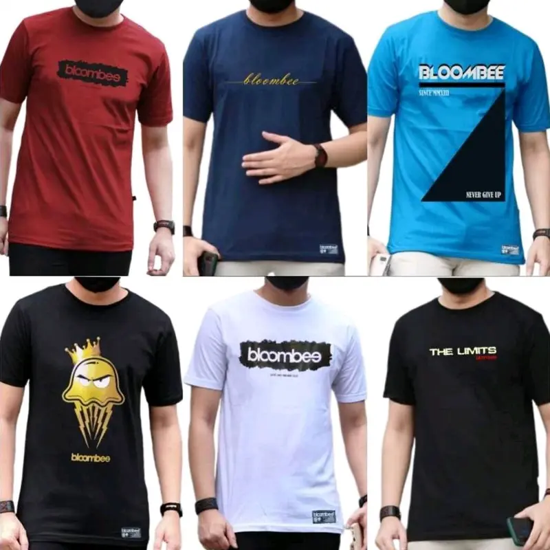 Kaos Distro Pria 50 Ribu Dapat 3 Oblong Lengan Pendek Beli Lokal Slim-fitting Semi Katun 2