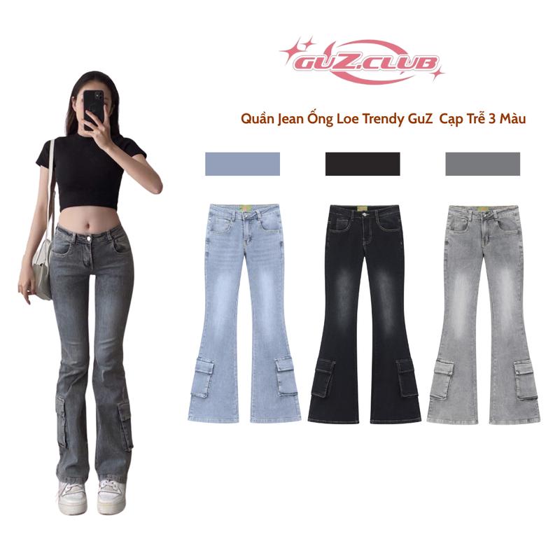  Quần Jean Trendy Best Seller GuZ Ống Loe Cạp Trễ - Vr9 Nữ Women Pants Quần Jeans Có Bigsize- M5 