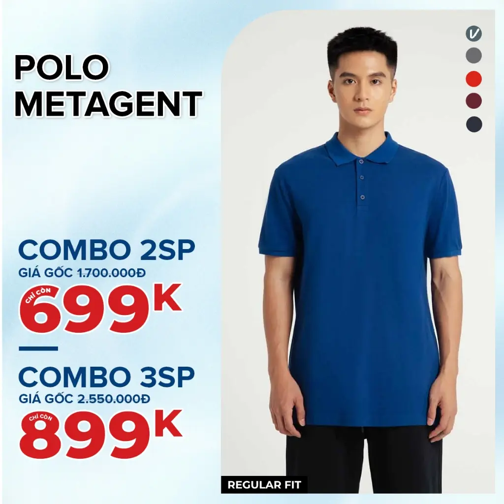 Áo Polo thun nam trơn FORM RỘNG Metagent MS 57E3484