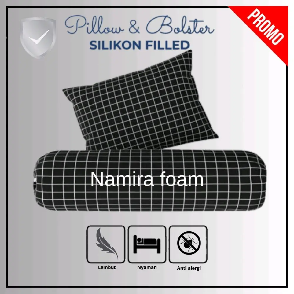 Bantal Dan Guling Hotel Silikon Kotak Hitam Lembut Anti Bakteri