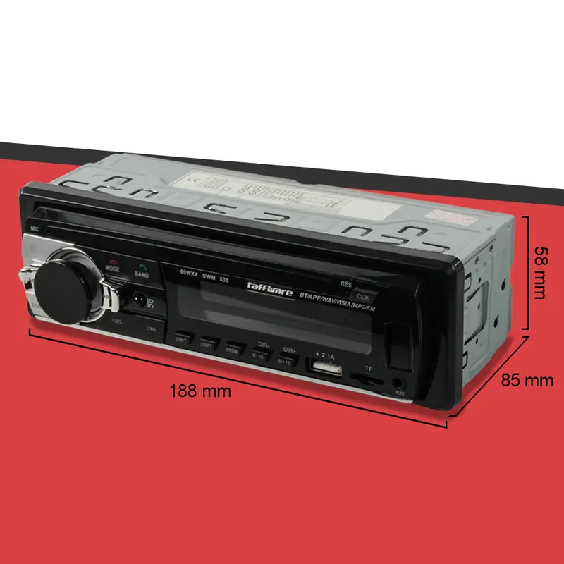 Tape Mobil Bluetooth head unit Single Din Tip mp3 Audio Multifungsi USB MP3 FM Radio AUX card reader universal mobil Car Kabel 4
