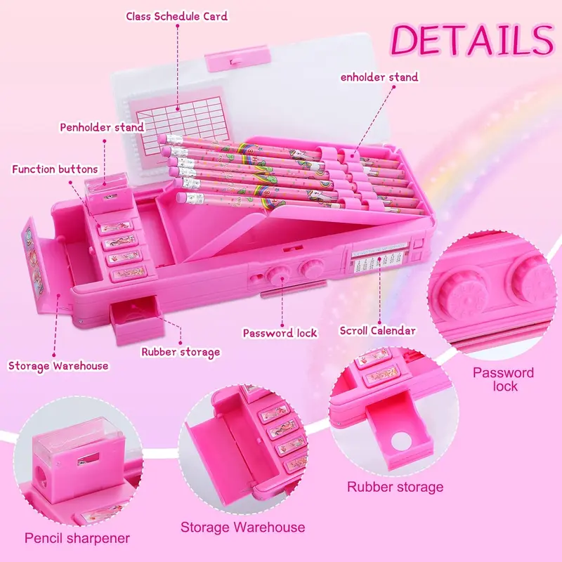 Tempat Pensil Password Multifungsi Sanrio Cinnamoroll Biru Kuromi Ungu Melody Pink Astronot Rocket Roket Karakter Lucu Kotak Pensil Alat Tulis Bahan Tahan Air Berkapasitas Besar 3