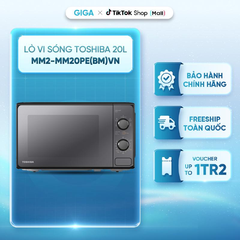 Lò vi sóng Toshiba MM2-MM20PE(BM)VN 20L - Mặt kính gương đen sang trọng