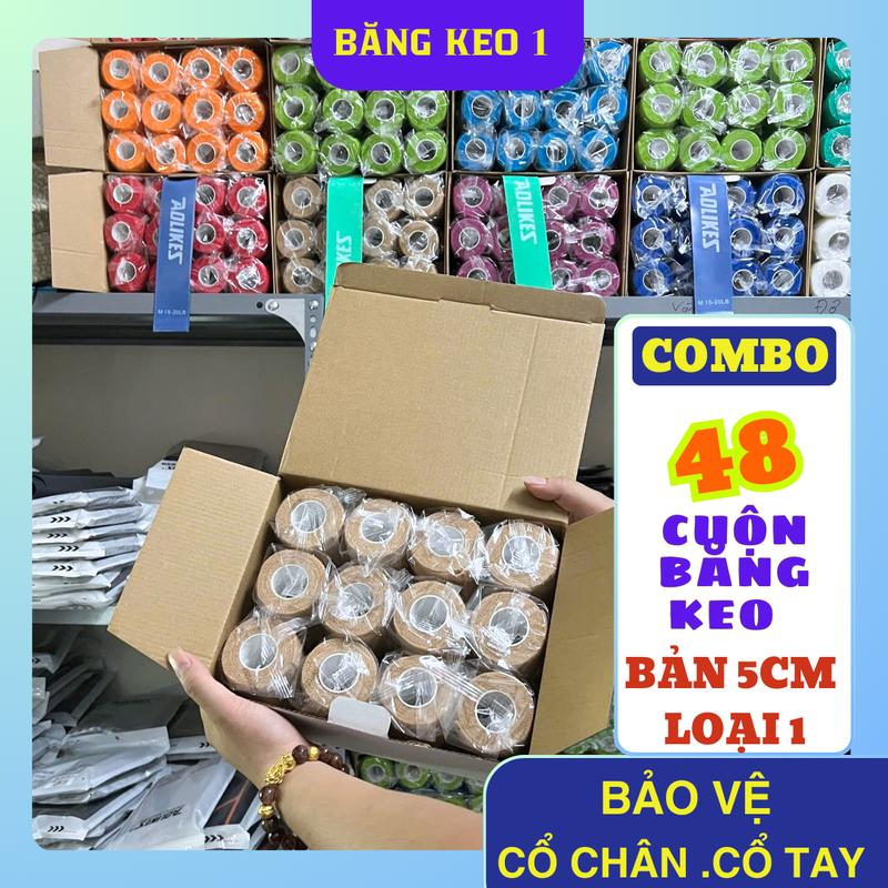 Combo ưu đãi băng keo thể thao hộp 30&48 cuộn quấn cổ chân cổ tay dầu gối dây chằng hạn chế chấn thương Cao Su Sport băng keo thể thao