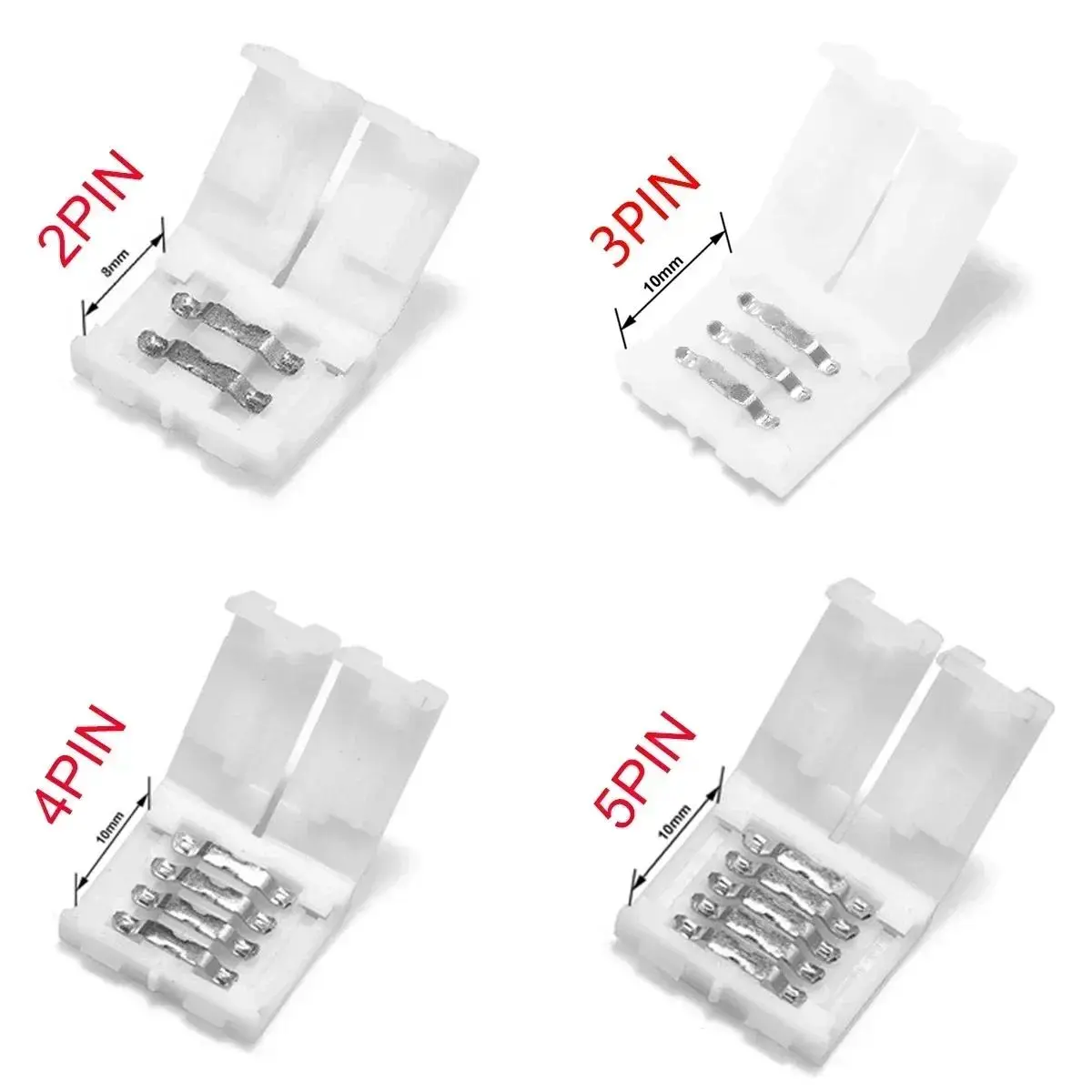 5pcs RGBW LED Connector 5pin 10mm 2pin 4pin Free Soldering Connector for 5050 3528 LED Single Color RGB RGBWW Strip Light