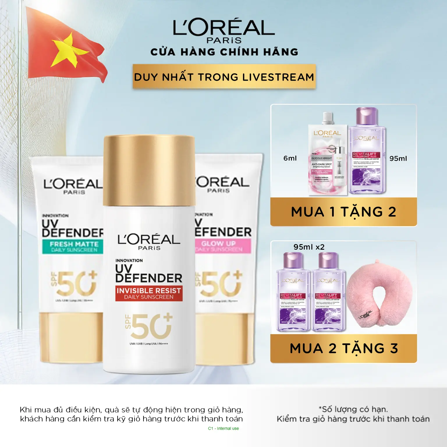 [GIẢM GIÁ MỪNG ĐẠI LỄ] Sữa Chống Nắng Phổ Rộng Uv Defender Invisible Resist L’oréal Paris 50ml Spf 50+ Pa++++