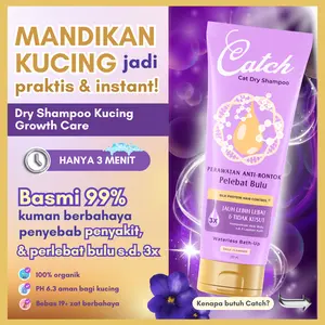 Catch - Dry Shampoo Kucing - Anti Rontok Pelebat Bulu | Tanpa Mandi & Bilas - Bulu 3x Lebih Lebat
