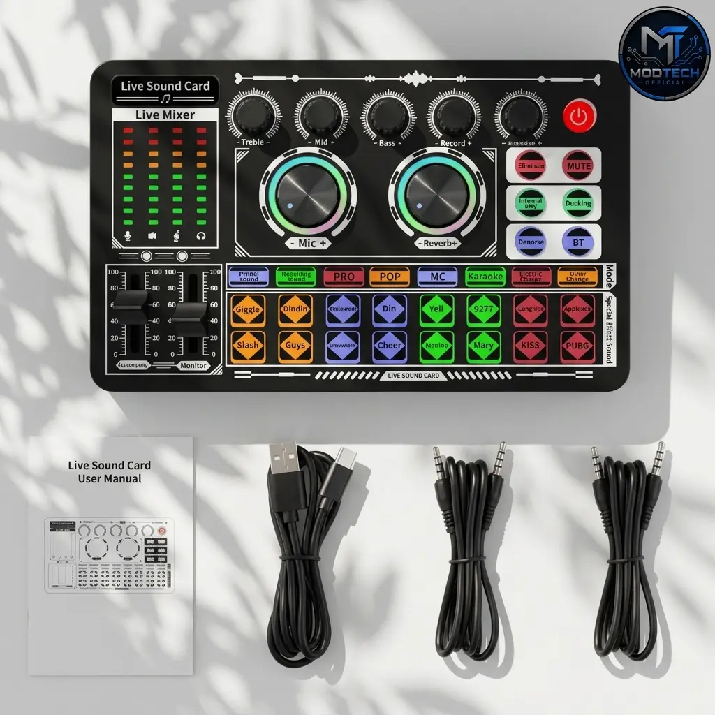 Live Sound Card F999 Audio USB External Sound Card mic Mixer Bluetooth