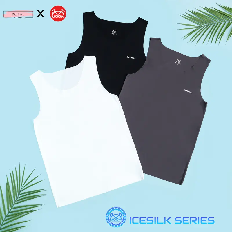 ROYAL VICTOR X MOOW Kaos Singlet Baju Dalaman Pria Icesilk Seamless Premium Adem Lembut Elastis Nyaman Seharian SP53 0