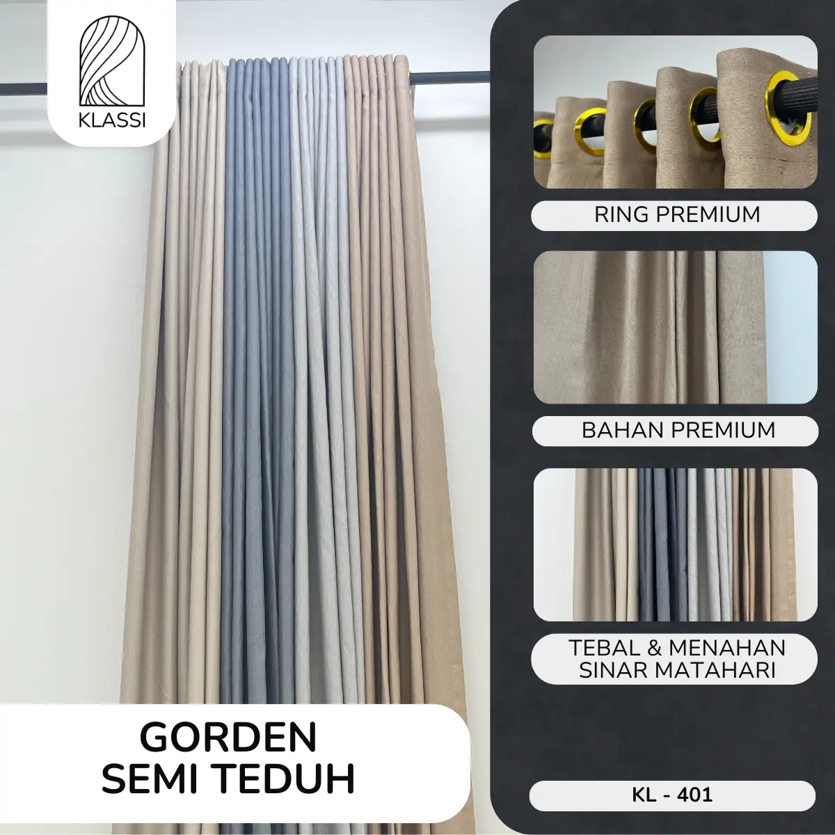 Gorden Bahan Blackout Premium Tebal Dan Modern Anti Sinar UV 401