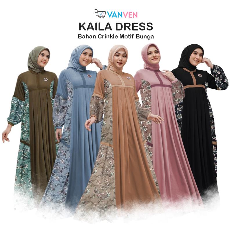 Product Introduction of VANVEN - Kaila Dress Gamis 2025 Model Baru Elegan Simple Baju Gamis Lebaran 2025 Idul Fitri Remaja Aesthetic Airflow Crinkle 3