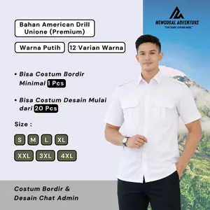 Kemeja PDL PDH Lapangan Lengan Pendek - American Drill Premium (Unione), Adem, Anti Kusut, Bisa Costum Bordir/ Logo Chat Admin