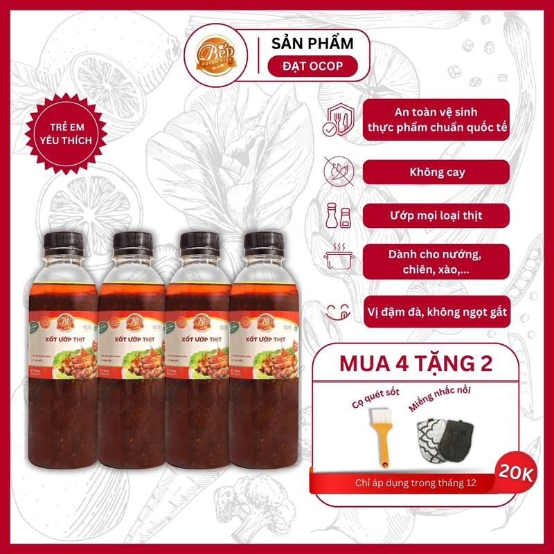  Combo 4 Chai Sốt Ướp Thịt Nướng BBQ Bếp Xuyên Việt 400G Nước Sốt Ướp Thịt Hải Sản Tiện Lợi. Gia Vị 